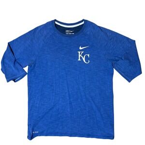 Nike KC Royals MLB Dri-FIT Baseball T-Shirt‎ Men's Medium Raglan 3/4 Sleeve